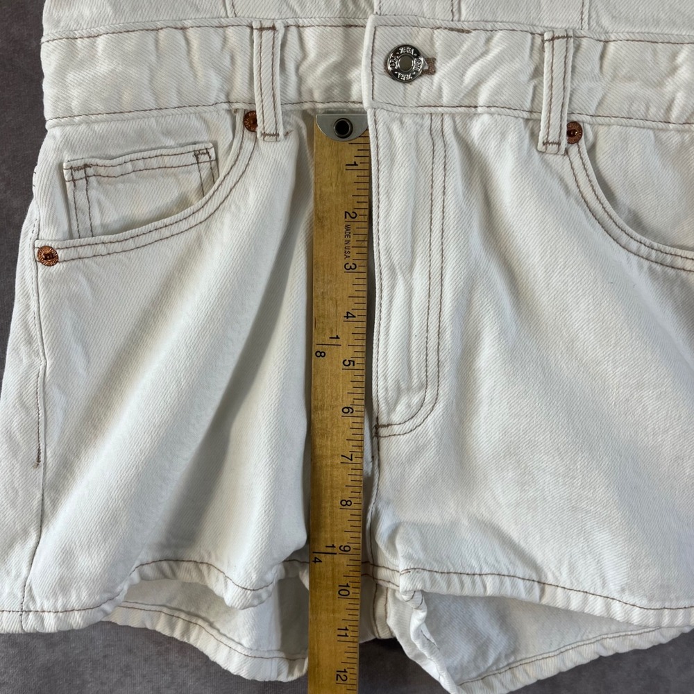 Zara Denim Romper Womens Size Small White Contrast Stitch Short Sleeve Utility - Picture 8 of 11